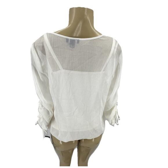 NEW ALYX Small Women Pullover 2in1 Blouse Top Gathered 3/4 Sleeve S021 - Picture 3 of 9
